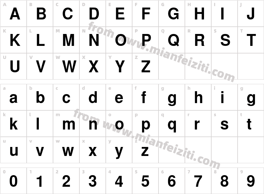Nimbus Sans L Bold字体映射图