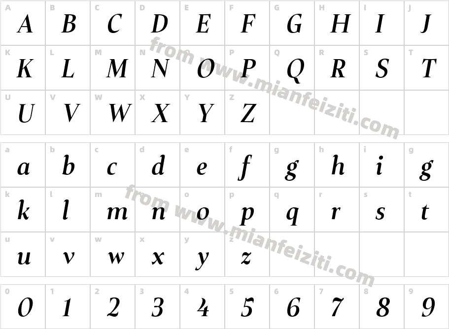 Plaisir Semi Bold Italic字体映射图