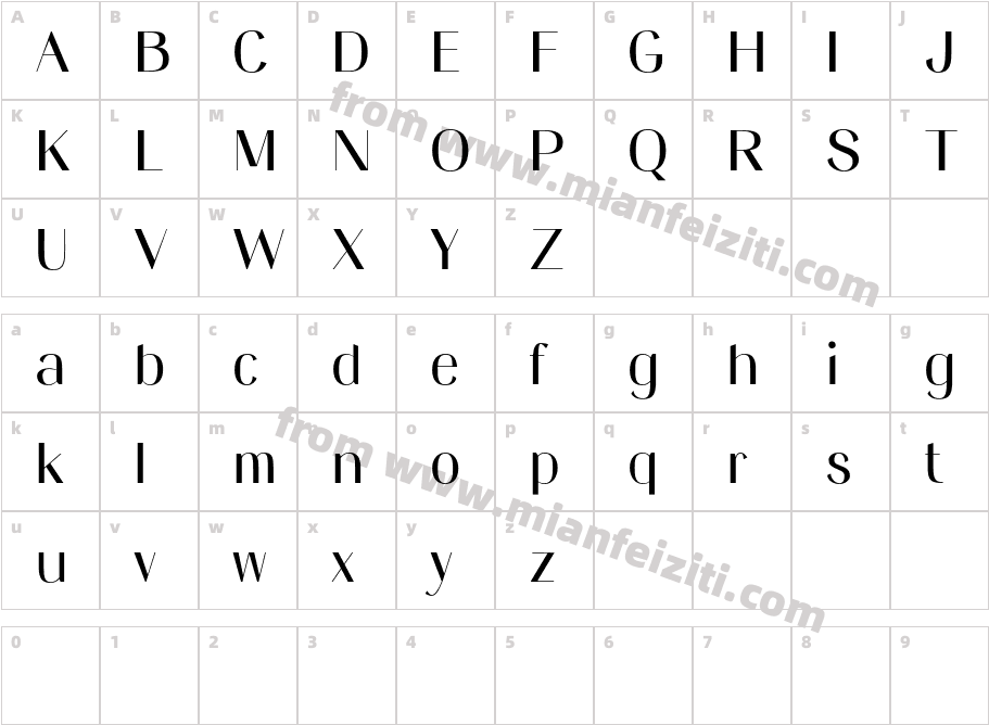 Saphile Demo Regular字体映射图