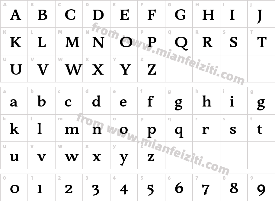 Sibre Semi Bold字体映射图