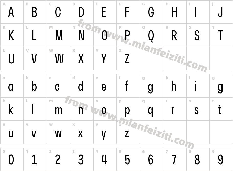WNBA Condensed Regular字体映射图