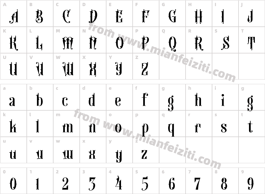 Warlock字体映射图