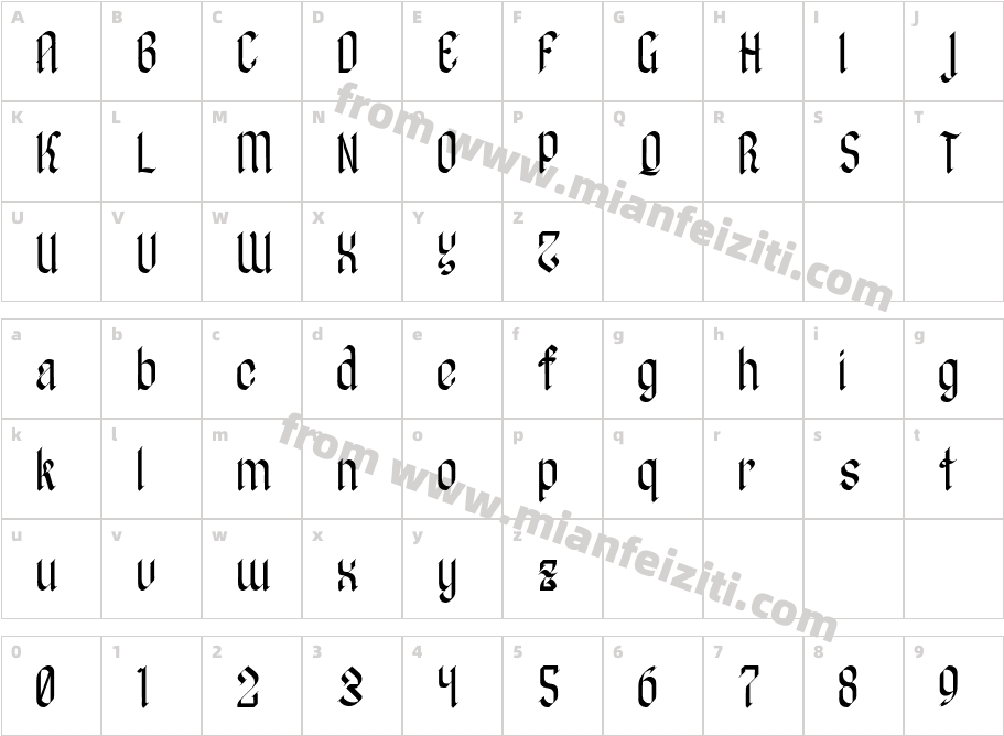 Bergolost字体映射图
