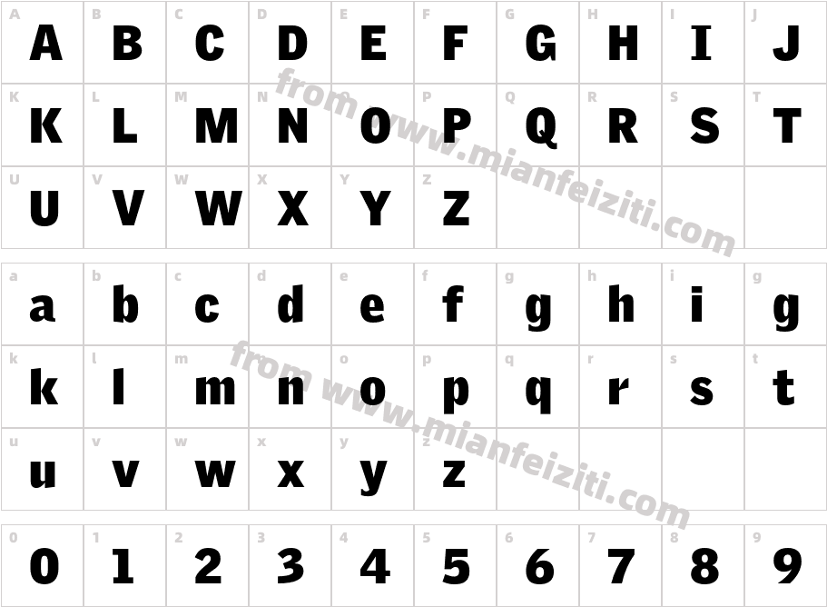 Griffith Gothic Ultra字体映射图
