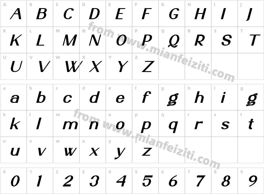 Ante Cf Black Italic字体映射图