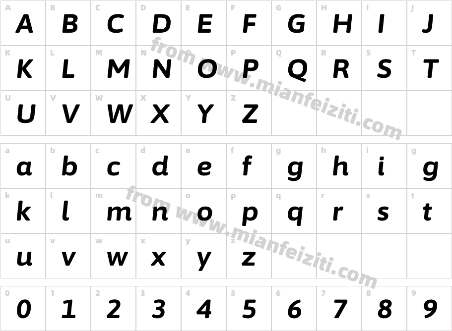 Asap Semi Expanded Bold Italic字体映射图