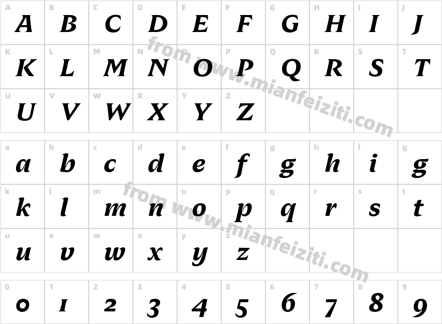 Auroc Text Bold Italic TRIAL字体映射图