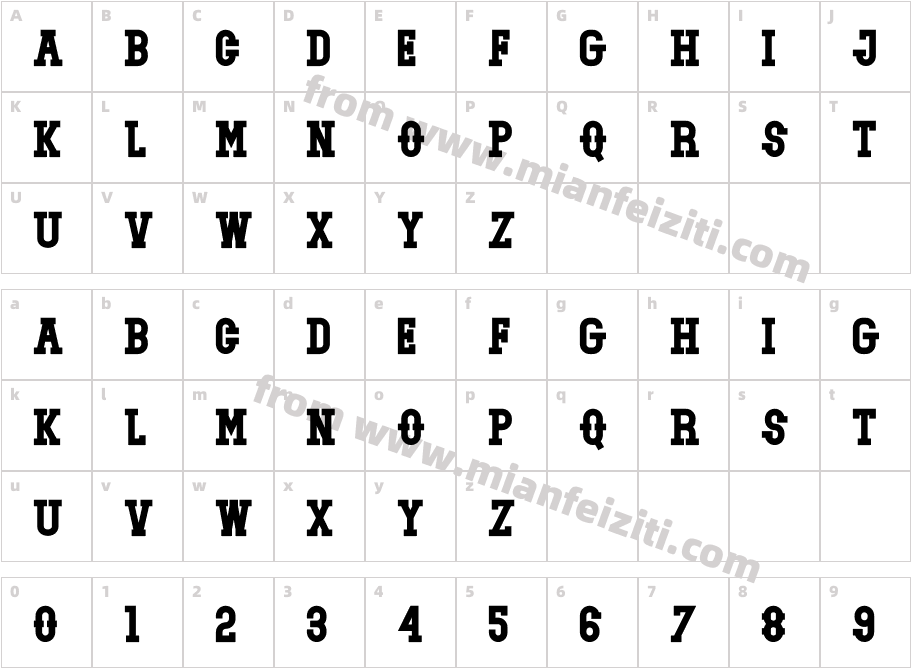 Bofande Black Black字体映射图