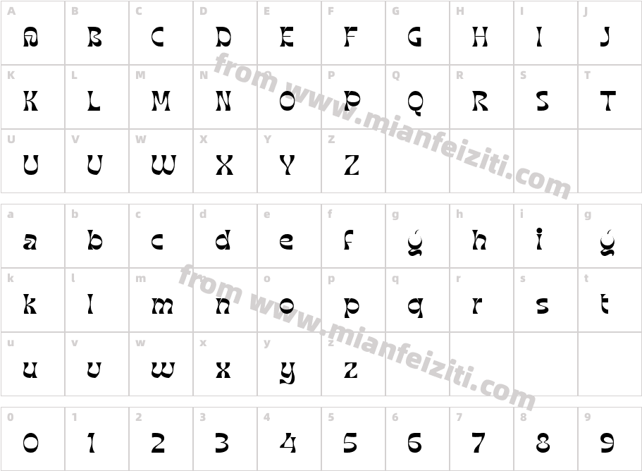 Dhaks Regular字体映射图