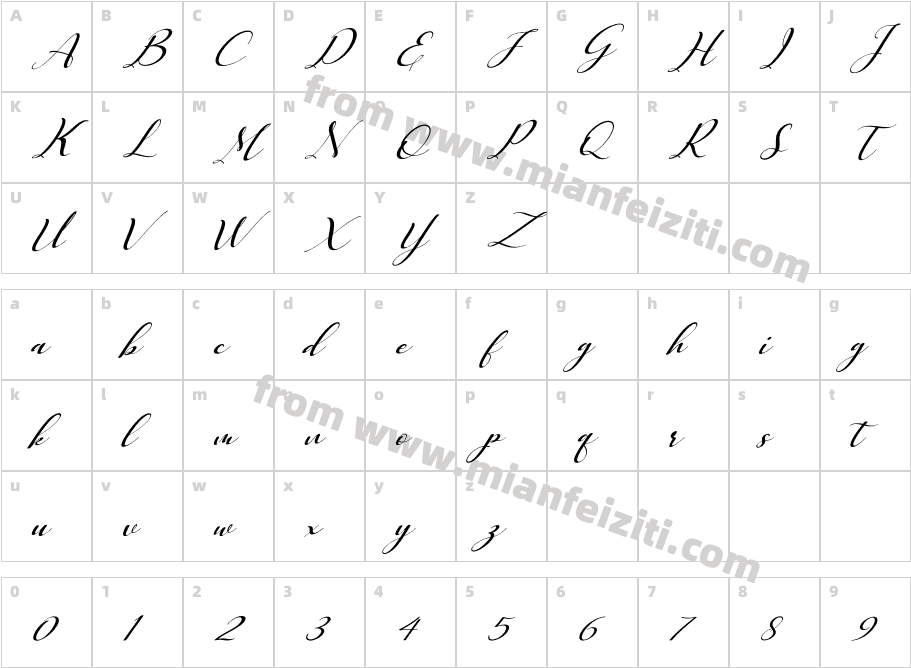 Emely love nature Italic字体映射图