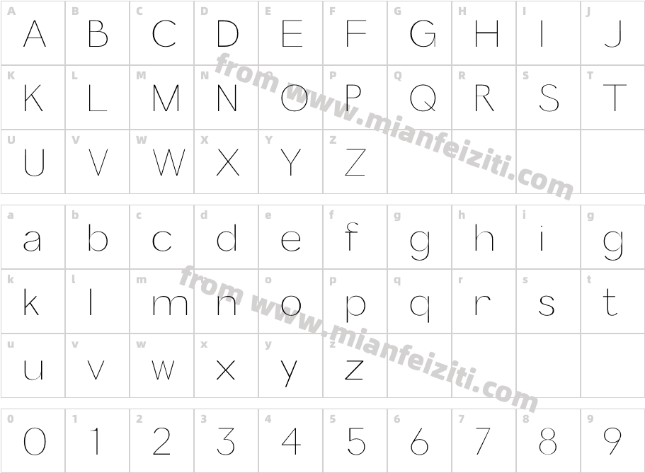 Panamera Thin字体映射图