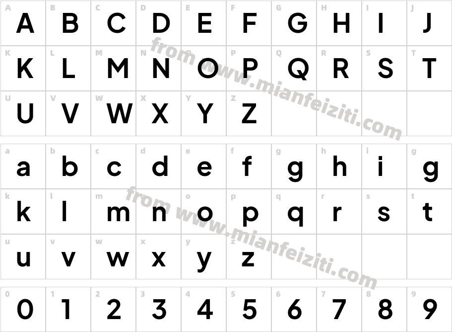 Pitagon Sans Text Bold字体映射图