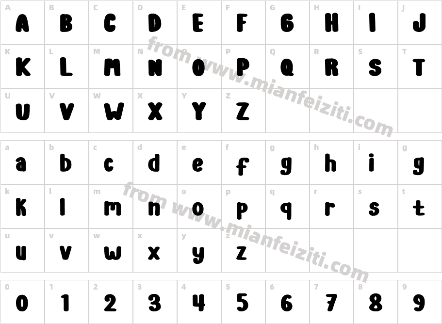 RANTAU Regular字体映射图
