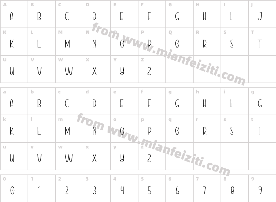 ROBOTREMOTE Regular字体映射图