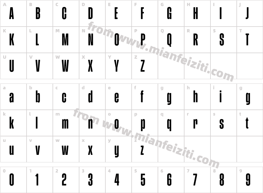 Revelia Soft Regular字体映射图