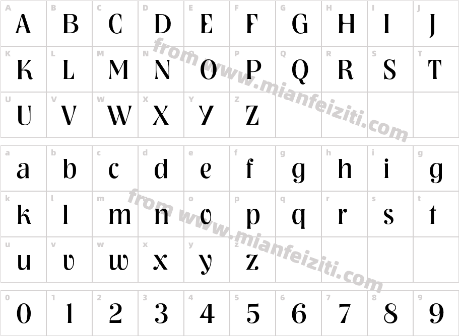 Nashville Regular字体映射图