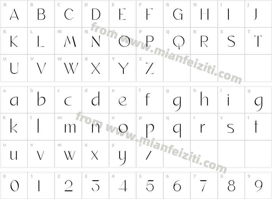 Santiago Regular字体映射图