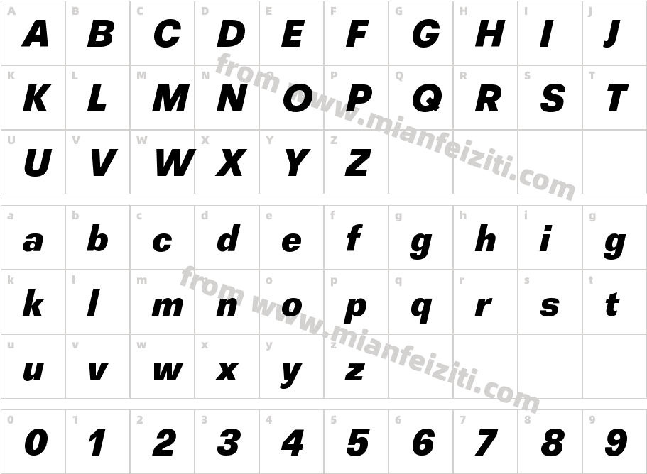 Recta Italic Beta Tonda Nerissima字体映射图
