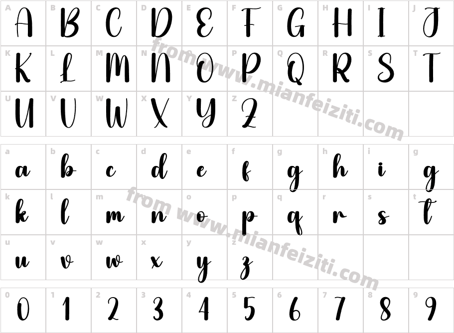 Slight Regular字体映射图