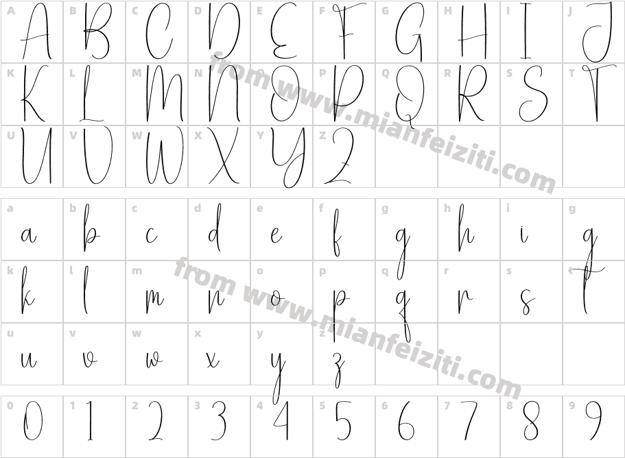 Slowly Regular字体映射图