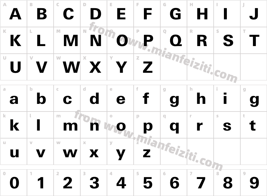 Shilia W23 730 Heavy字体映射图