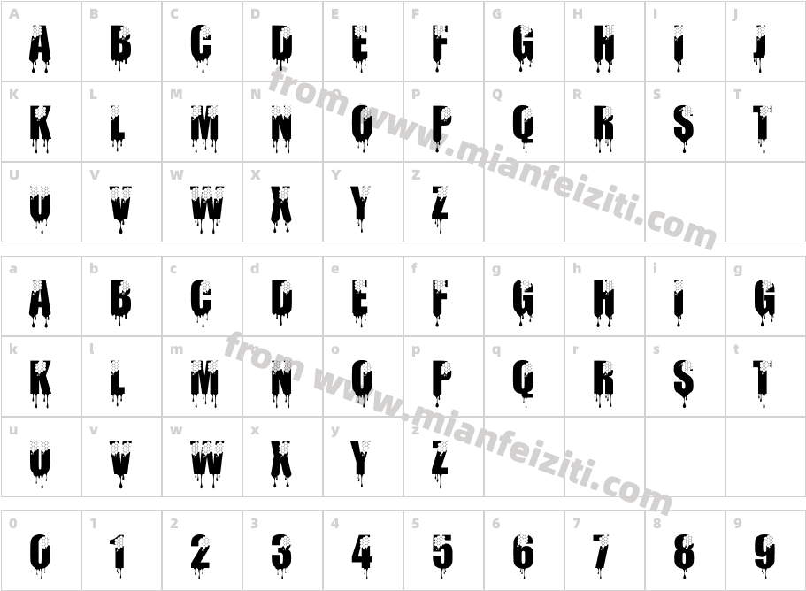 Honey Regular字体映射图