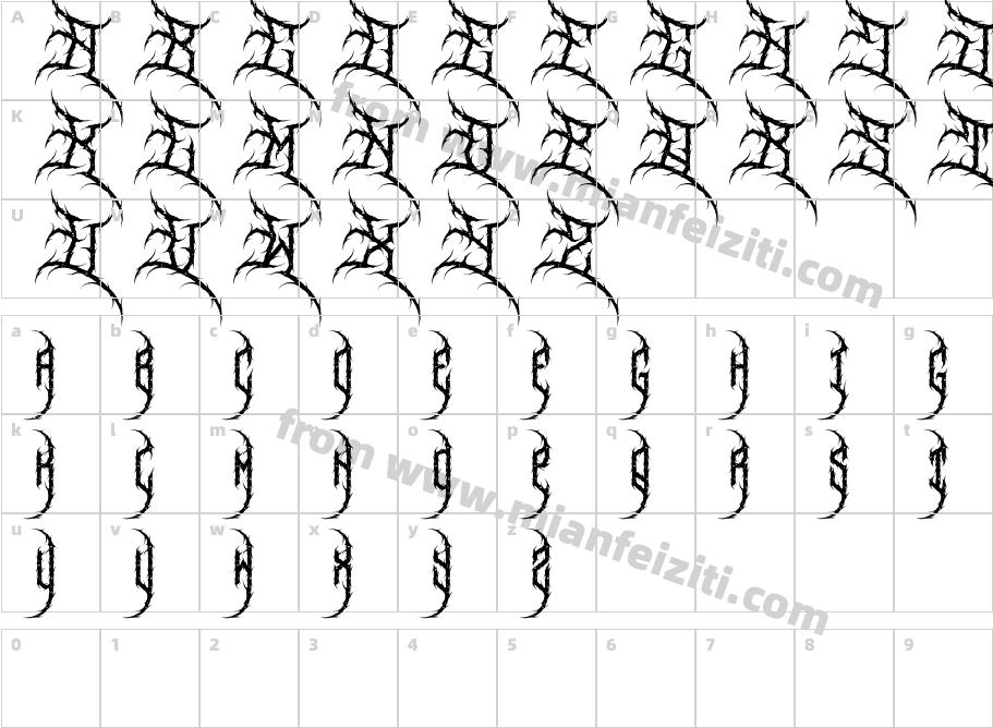 Snoserose One字体映射图