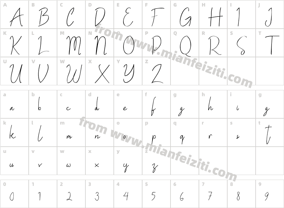 ALDITH Script字体映射图