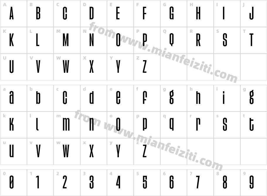 Agharti Demi Semi Condensed字体映射图