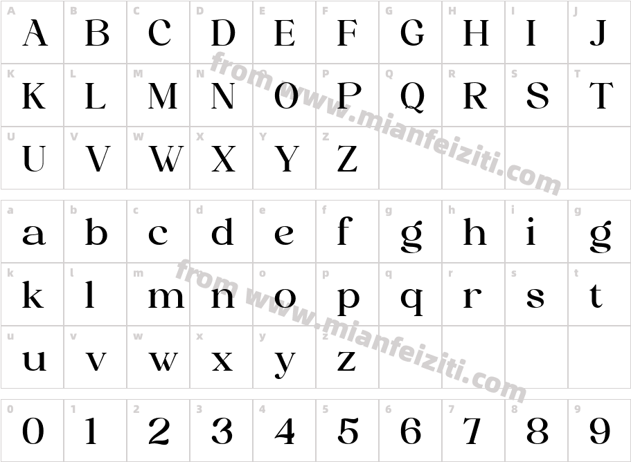 Aistoria Regular字体映射图