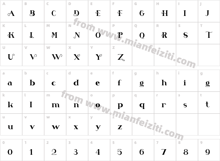 Aloen字体映射图