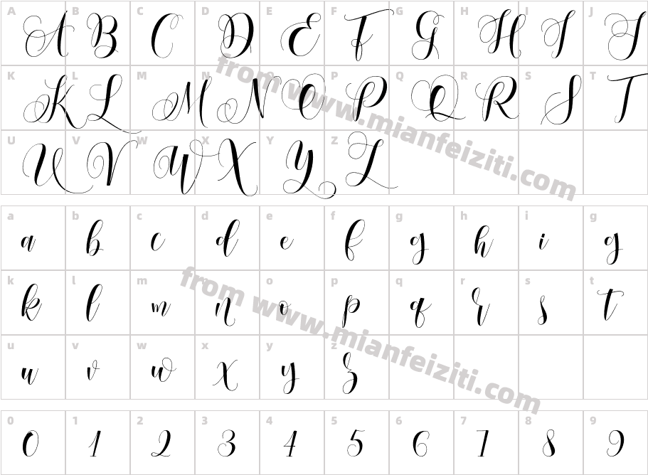 Amoselia Regular字体映射图