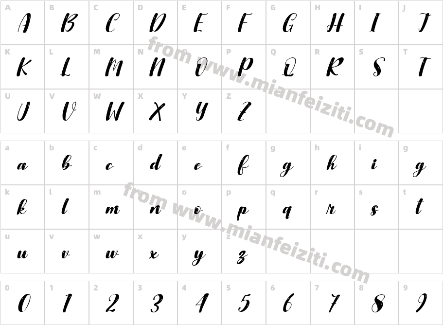 Aryaka Italic Italic字体映射图