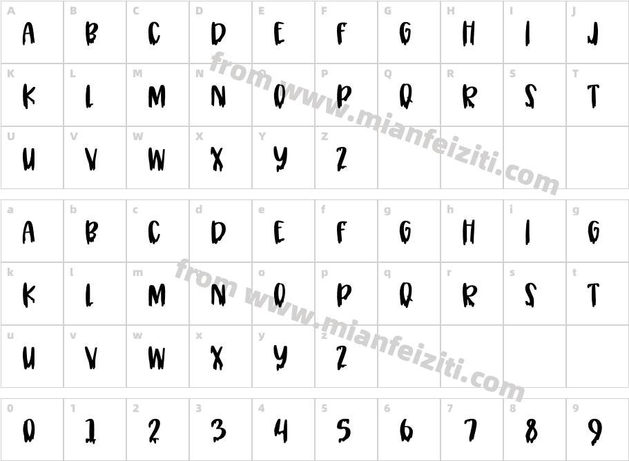 BFC Swampy Monster Regular字体映射图