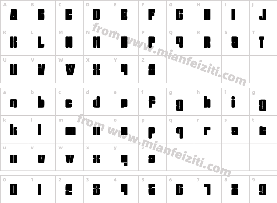 Bezamin Harison Regular字体映射图