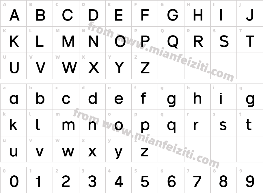 Brotthers Sans字体映射图