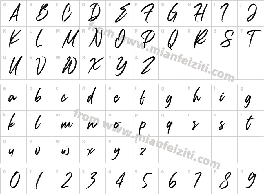 Carolissa字体映射图