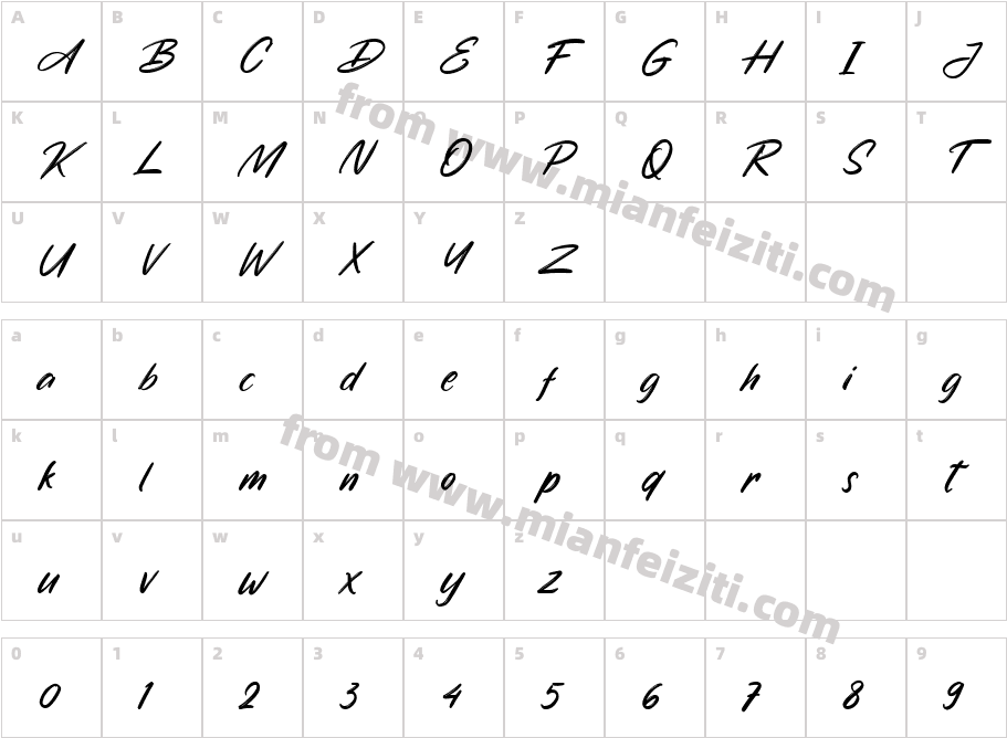 Cendiland字体映射图