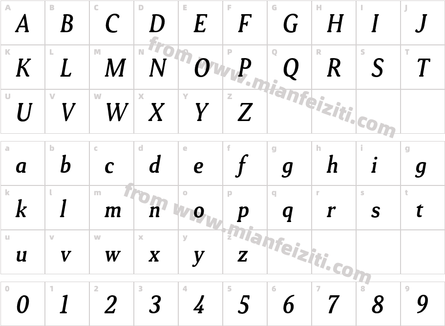 Daito Condensed Medium Italic字体映射图