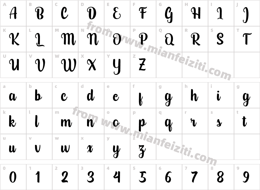 Destacy字体映射图