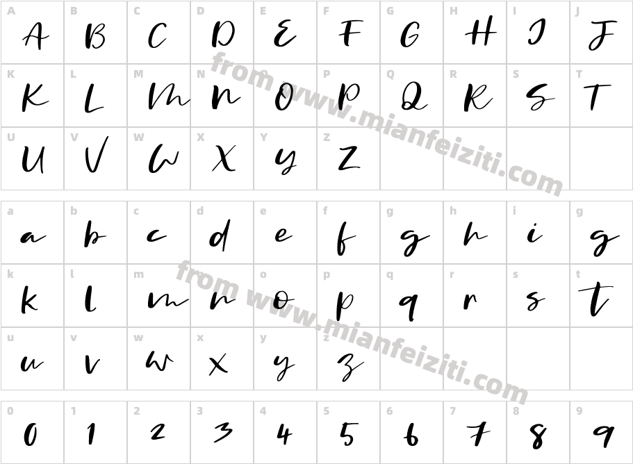Fantina Regular字体映射图
