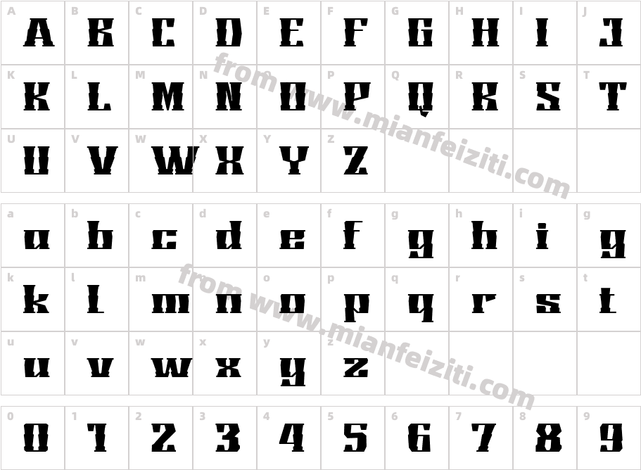 KINGHOSHUN Regular字体映射图