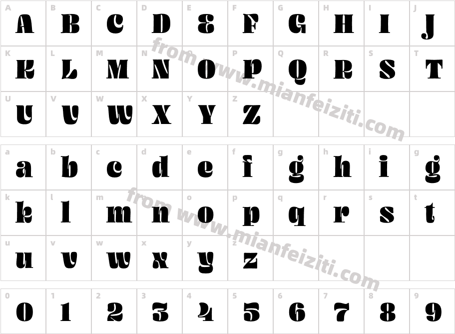 Mad Rascal Regular字体映射图