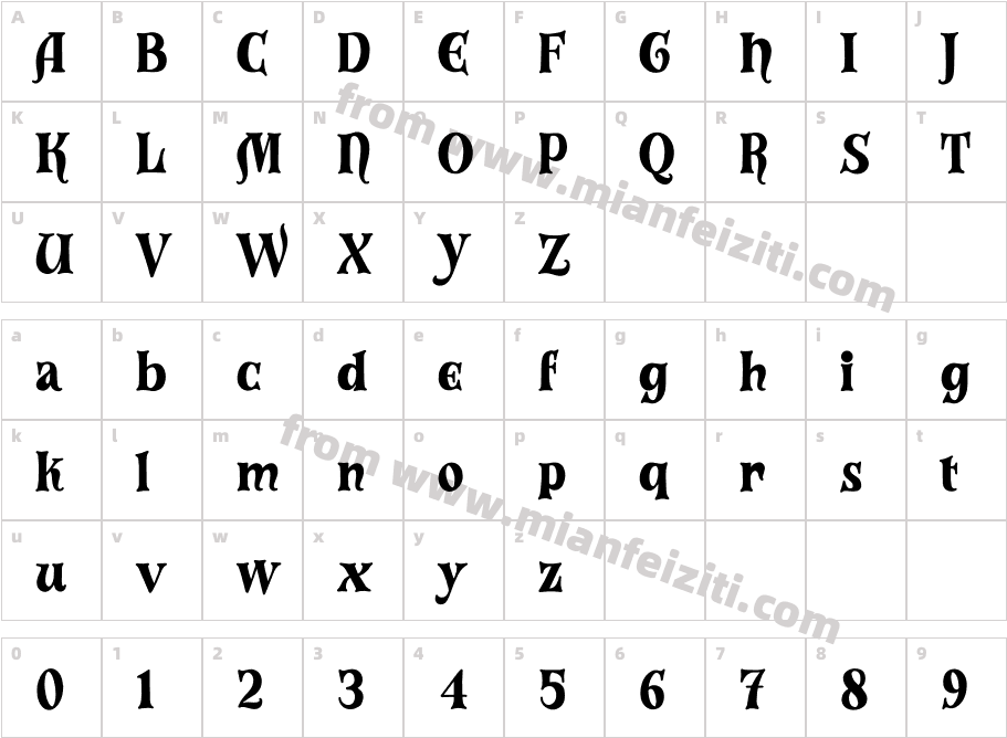 Magellan Regular字体映射图