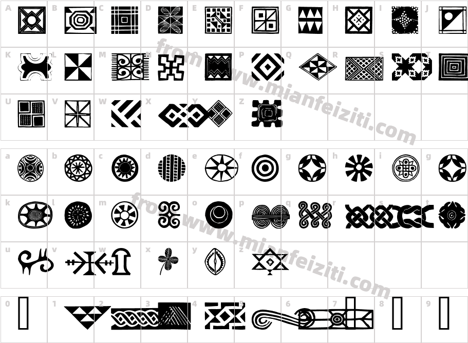 African Ornaments One字体映射图