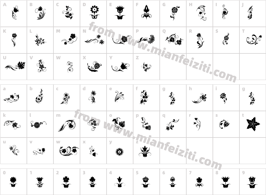 fotograami flower字体映射图