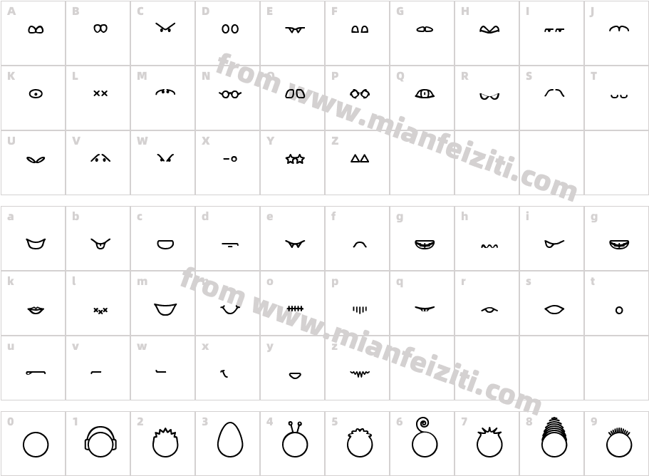 Head Ding Maker BRK字体映射图