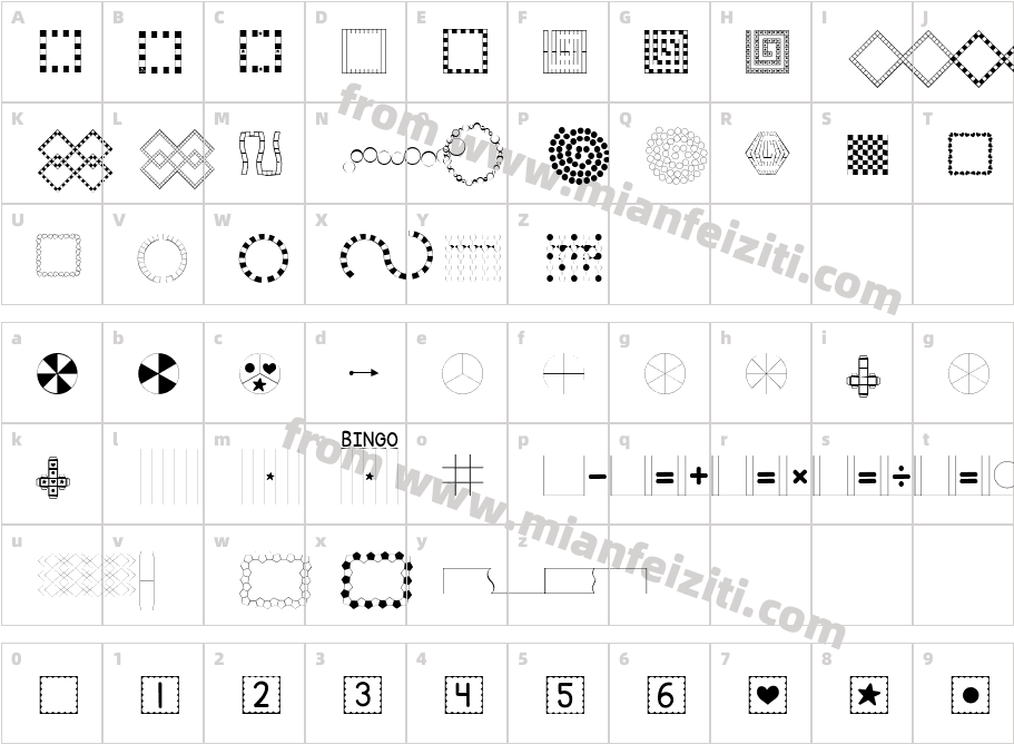 KG Build A Game字体映射图