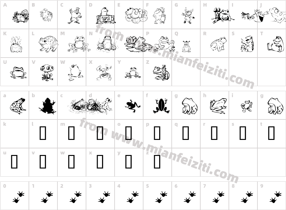KR Frogs for Jennifer字体映射图