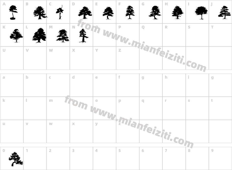 Subikto Treebeta字体映射图